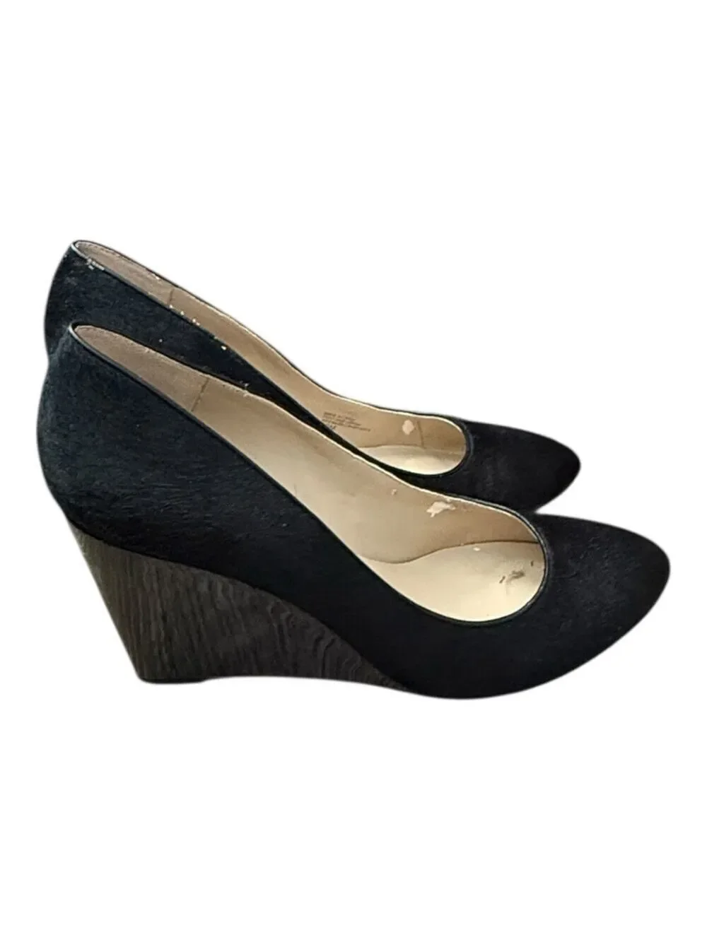INC International Concepts Women’s Size 10M Black Pony Hair Wedge Heels